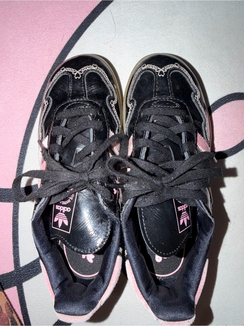 adidas Kids Black and Pink Low-Top Sneakers
